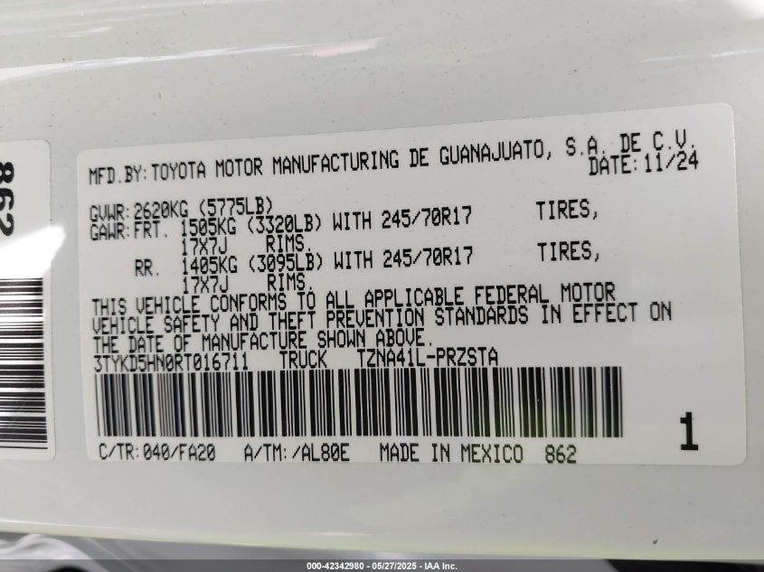 2024 Toyota Tacoma - 3TYKD5HN0RT016711