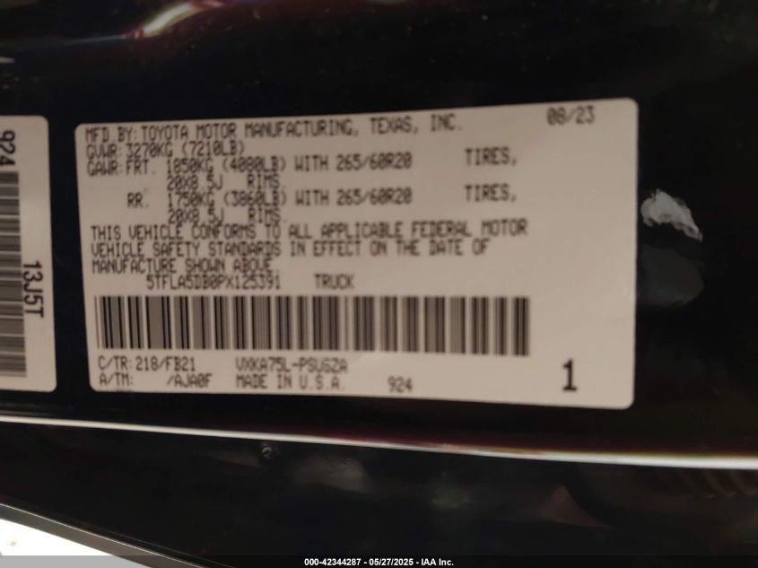 2023 Toyota Tundra - 5TFLA5DB0PX125391