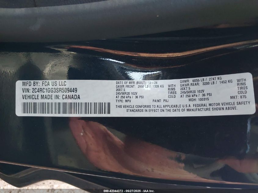 2025 Chrysler Pacifica - 2C4RC1GG3SR509449