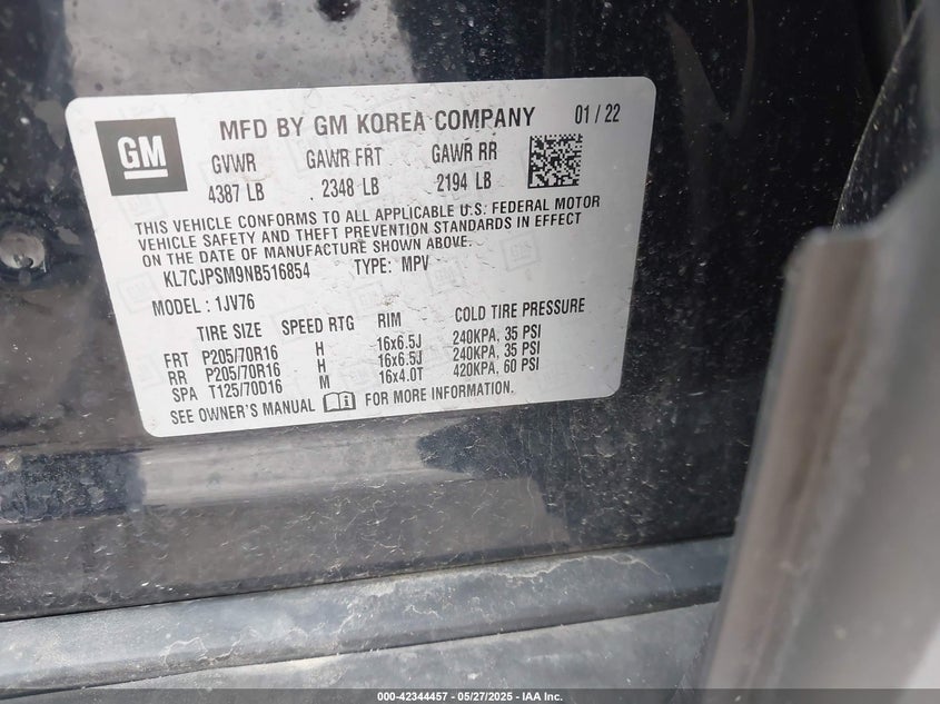 2022 CHEVROLET TRAX AWD LT - KL7CJPSM9NB516854