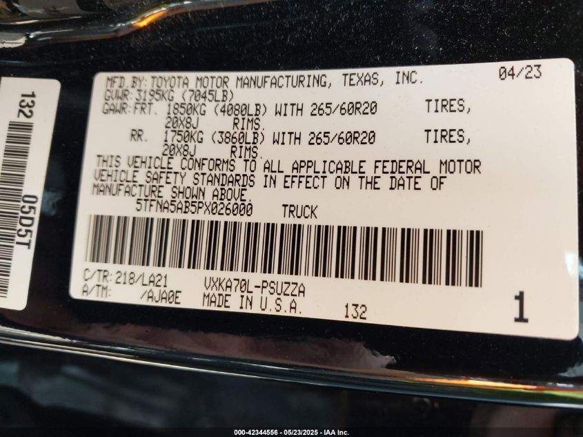 2023 Toyota Tundra - 5TFNA5AB5PX026000