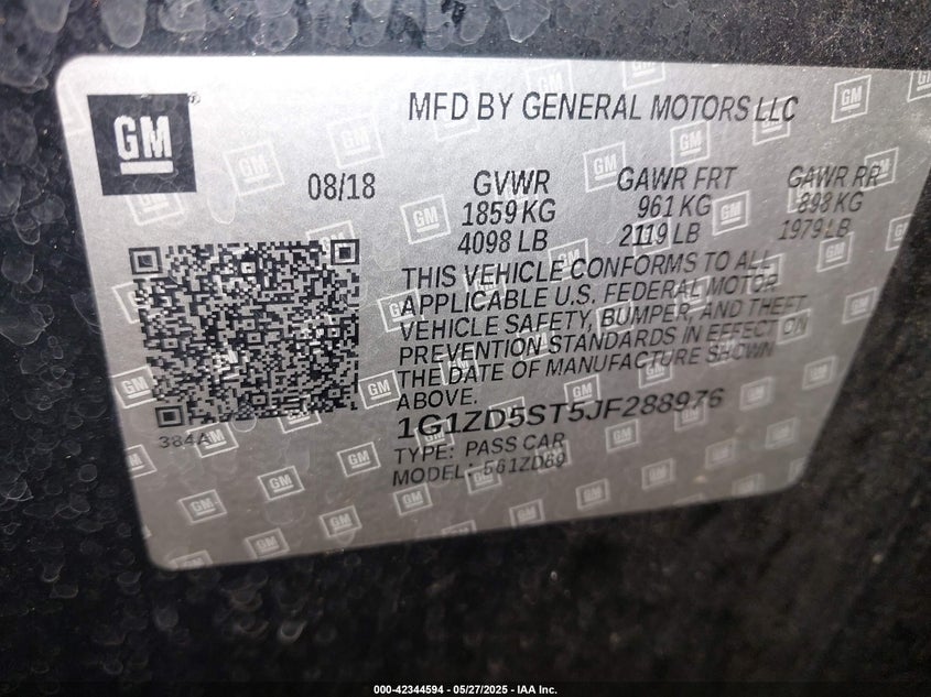 2018 CHEVROLET MALIBU LT - 1G1ZD5ST5JF288976