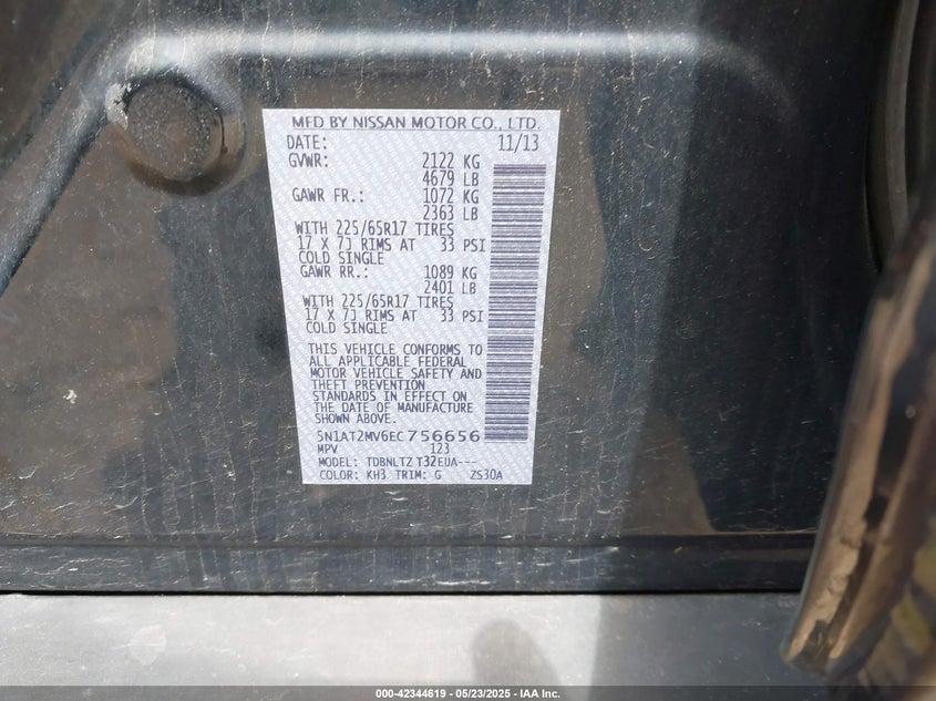 2014 NISSAN ROGUE SV - 5N1AT2MV6EC756656