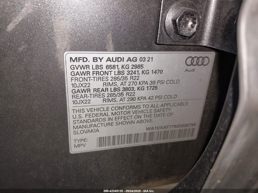 2021 Audi Q7 - WA1VXAF77MD035798