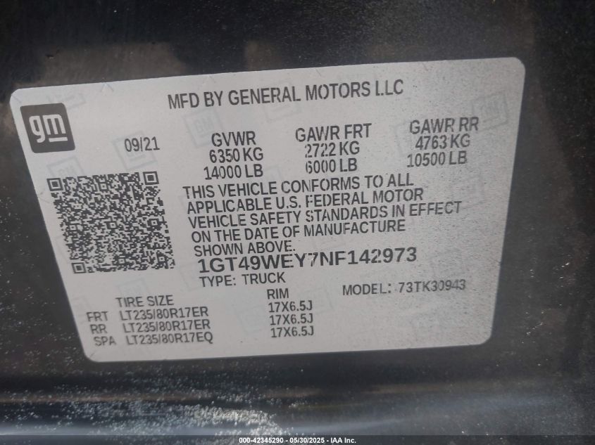 2022 GMC Sierra 3500hd - 1GT49WEY7NF142973