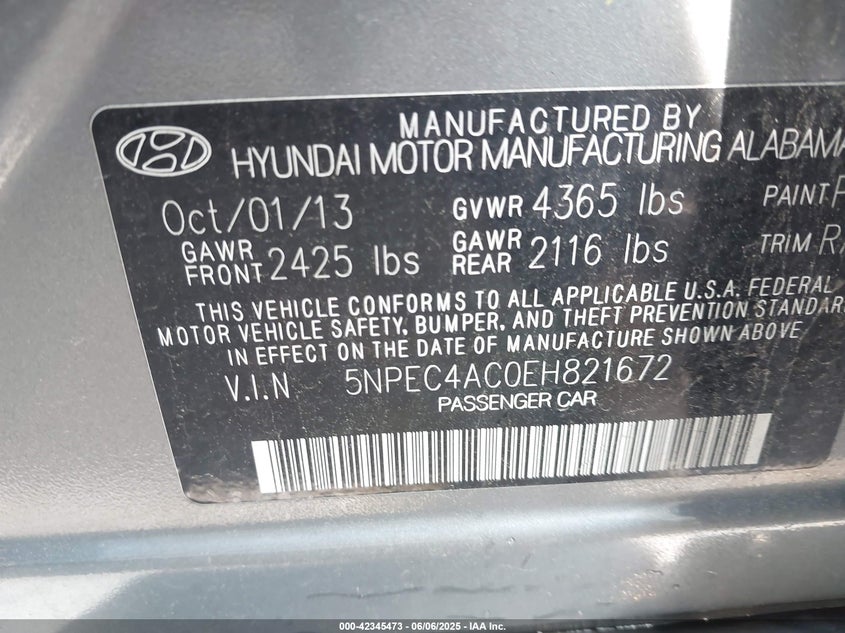 2014 HYUNDAI SONATA LIMITED - 5NPEC4AC0EH821672