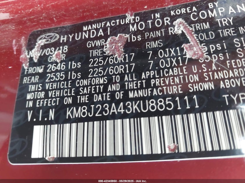 2019 HYUNDAI TUCSON SE - KM8J23A43KU885111