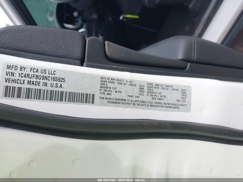 2022 JEEP GRAND CHEROKEE WK LIMITED 4X4 - 1C4RJFBG9NC165925