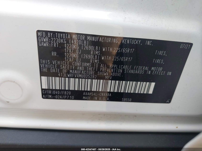 2021 TOYOTA RAV4 HYBRID LE - 4T3LWRFVXMU025282