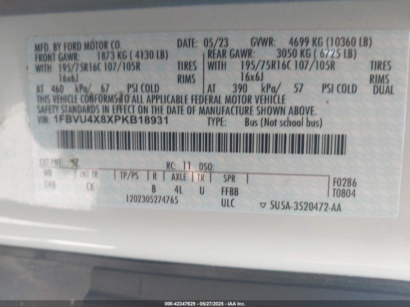 2023 Ford Transit-350 - 1FBVU4X8XPKB18931