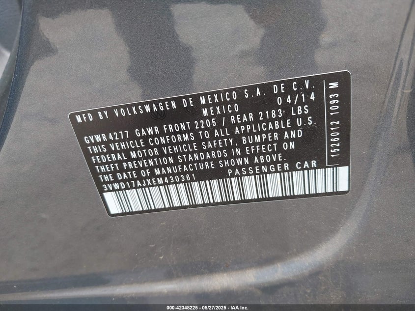 2014 VOLKSWAGEN JETTA 1.8T SE - 3VWD17AJXEM430361