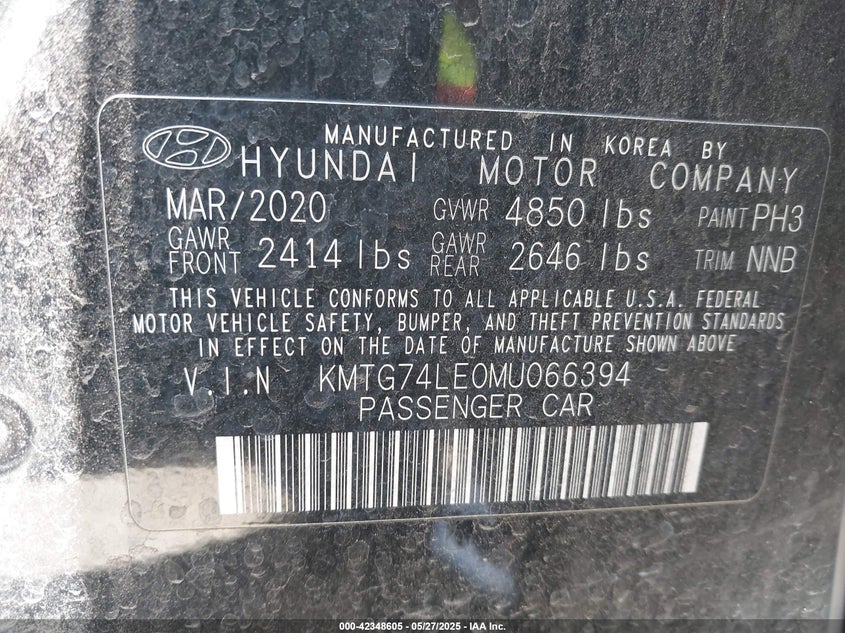 2021 GENESIS G70 VIN: KMTG74LE0MU066394