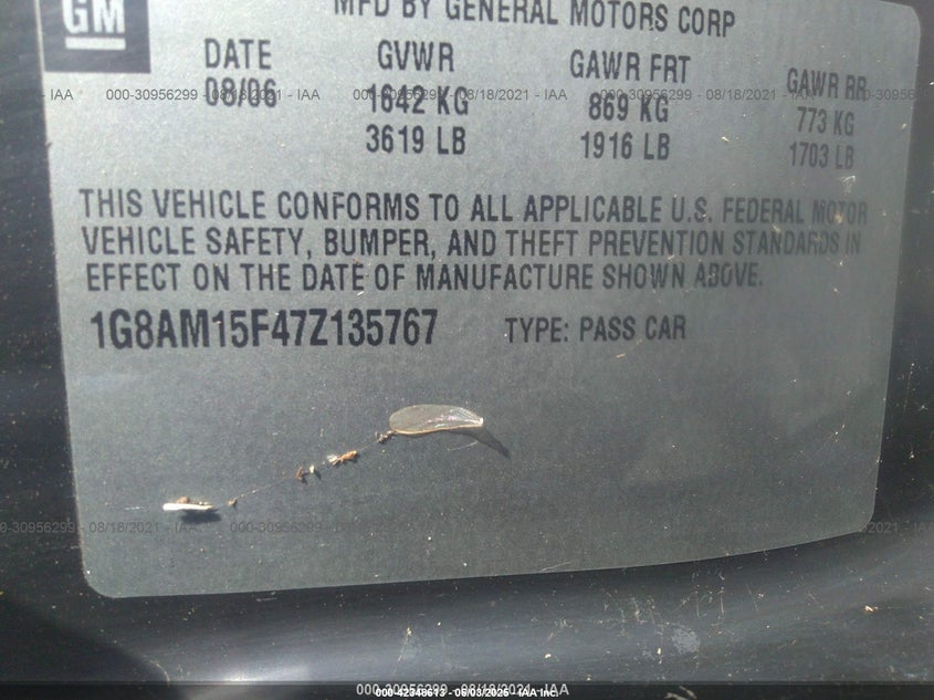 2007 Saturn Ion 2 VIN: 1G8AM15F47Z135767 Lot: 42348613