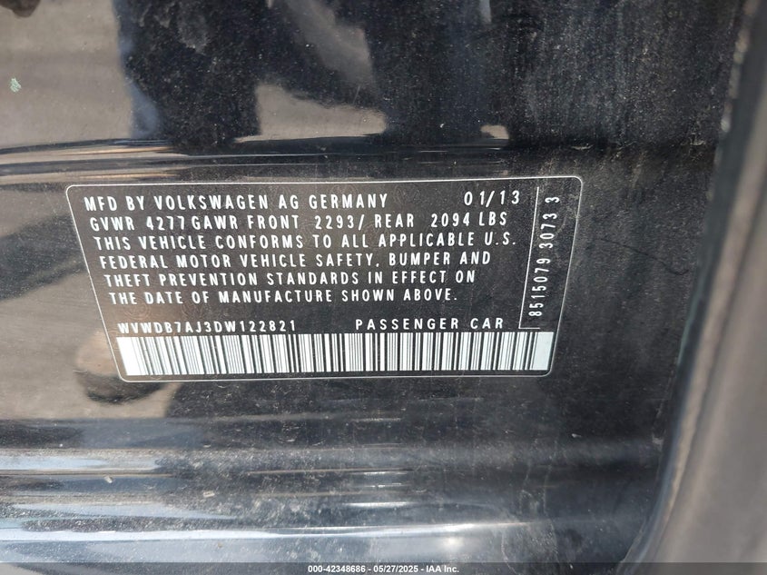 2013 VOLKSWAGEN GOLF VIN: WVWDB7AJ3DW122821