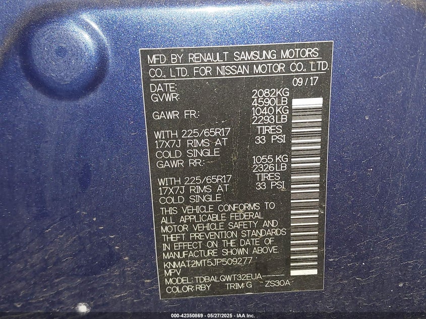 2018 NISSAN ROGUE SV - KNMAT2MT5JP509277