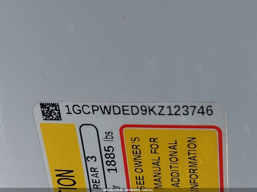 2019 CHEVROLET SILVERADO 1500 RST - 1GCPWDED9KZ123746