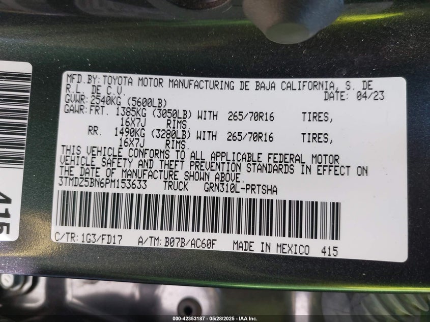 2023 TOYOTA TACOMA TRD OFF ROAD - 3TMDZ5BN6PM153633