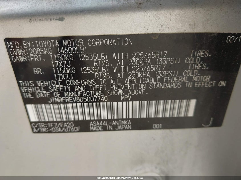 2013 TOYOTA RAV4 XLE - JTMRFREV8D5007740