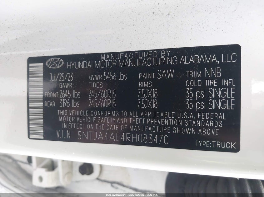 2024 HYUNDAI SANTA CRUZ SE - 5NTJA4AE4RH083470