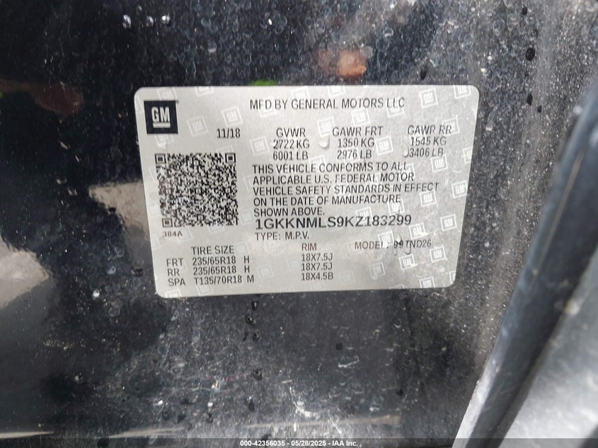 2019 GMC ACADIA SLT-1 - 1GKKNMLS9KZ183299