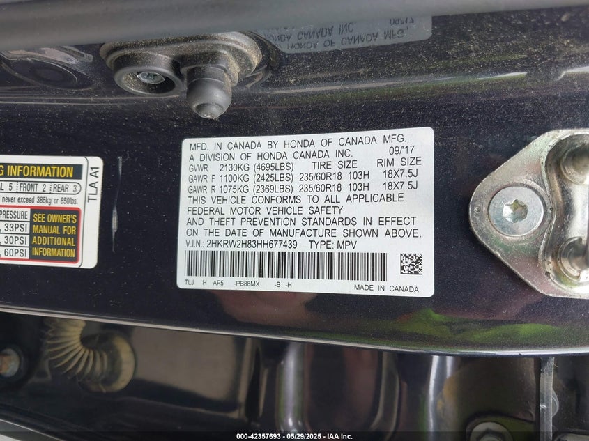 2017 HONDA CR-V EX-L/EX-L NAVI - 2HKRW2H83HH677439