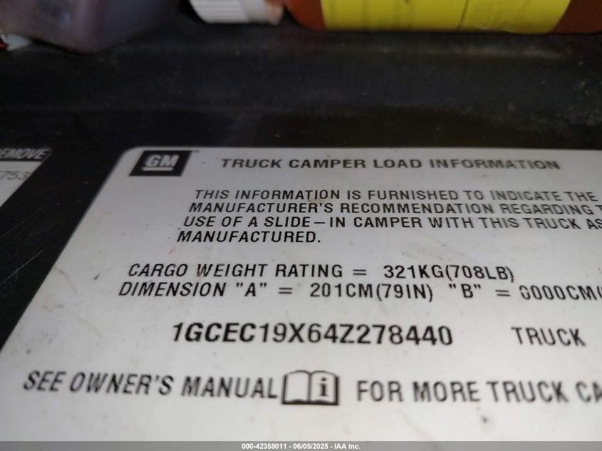 2004 Chevrolet Silverado 1500 VIN: 1GCEC19X64Z278440 Lot: 42358011