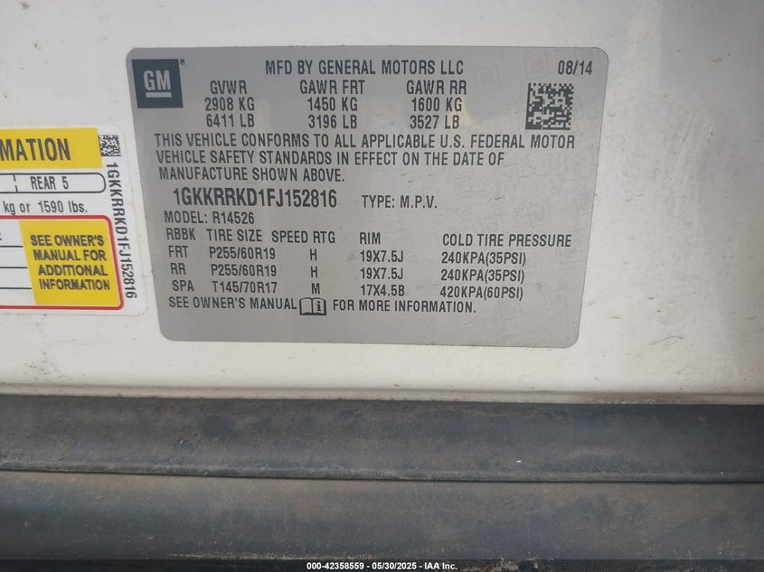 2015 GMC ACADIA SLT-1 - 1GKKRRKD1FJ152816