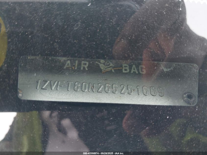 2006 Ford Mustang V6 VIN: 1ZVFT80N265251669 Lot: 42358974