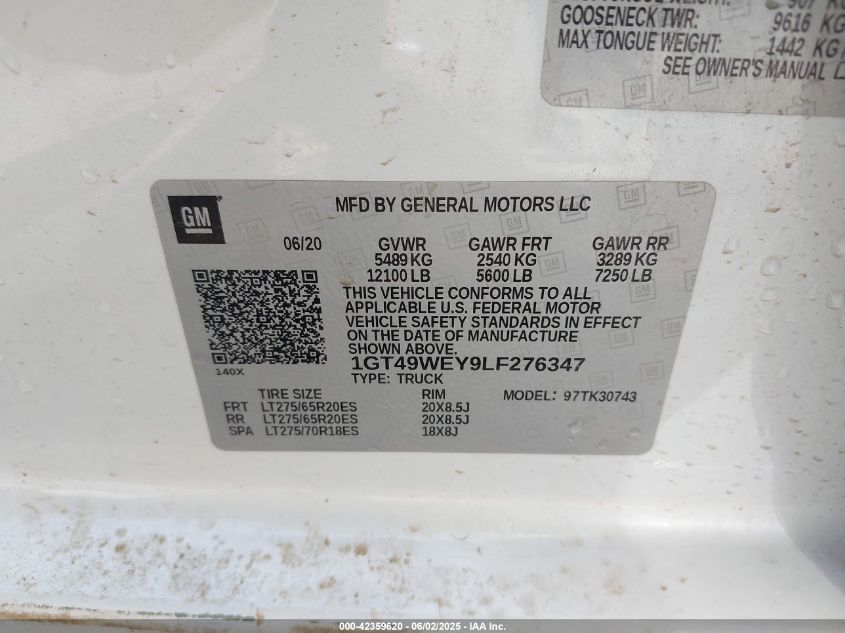2020 GMC Sierra 3500hd - 1GT49WEY9LF276347