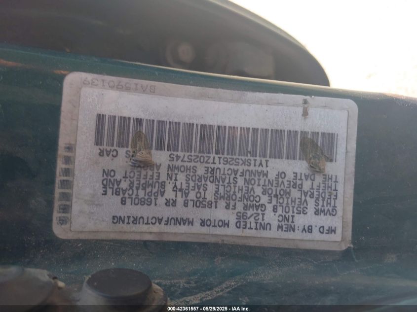 1996 Geo Prizm Lsi VIN: 1Y1SK5261TZ025745 Lot: 42361557