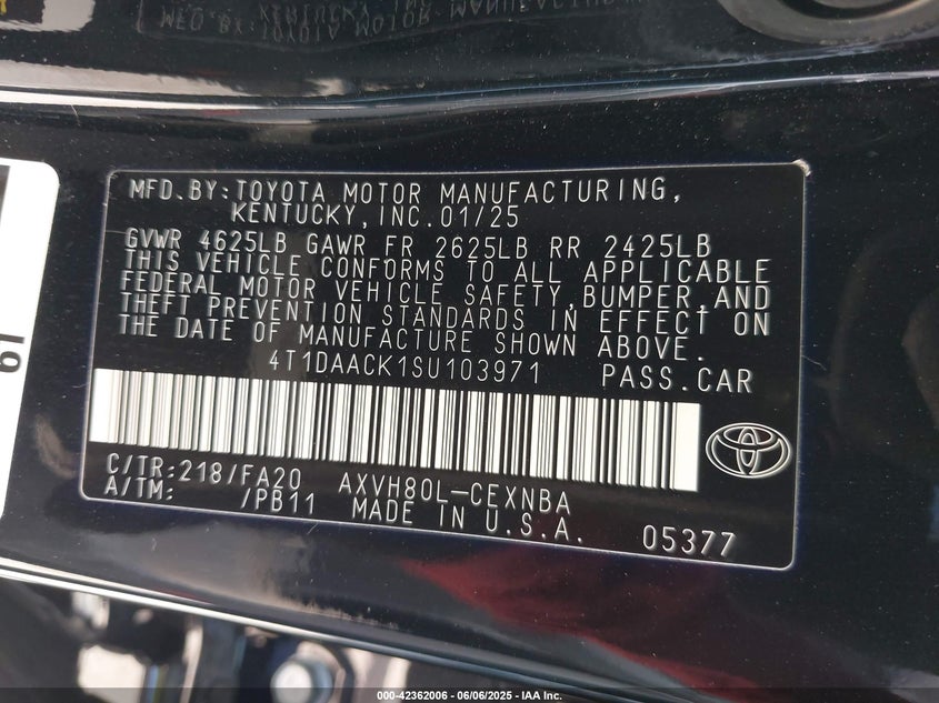 2025 TOYOTA CAMRY LE - 4T1DAACK1SU103971