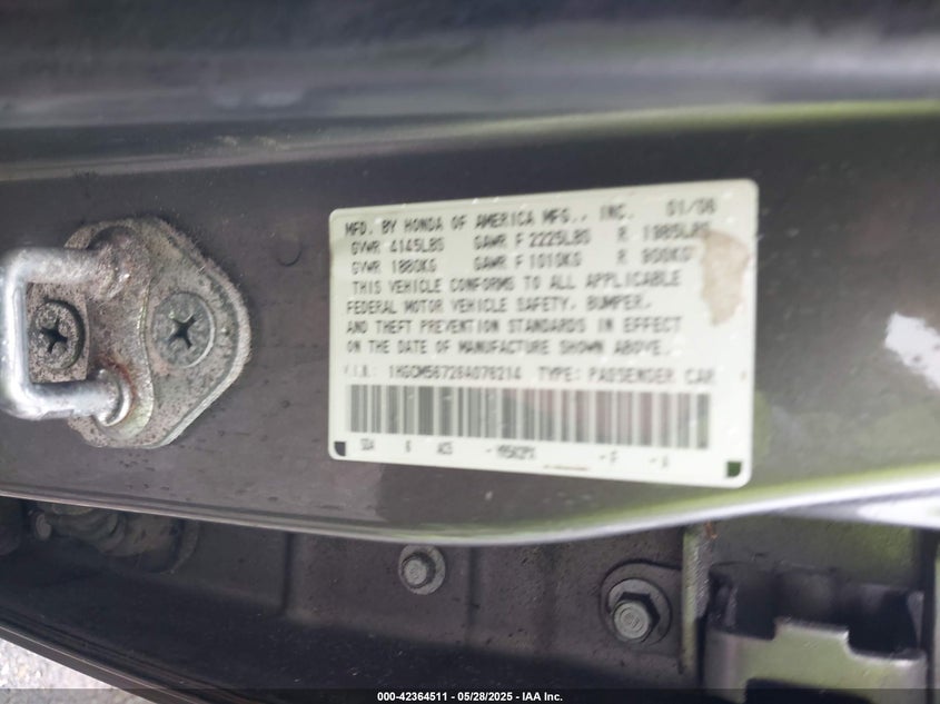2006 HONDA ACCORD VIN: 1HGCM56726A076214