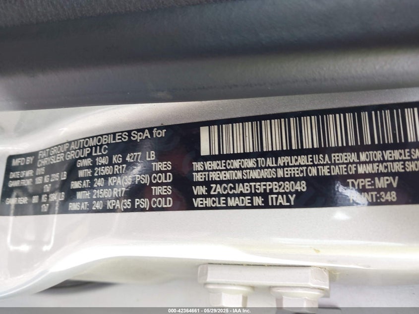 2015 JEEP RENEGADE LATITUDE - ZACCJABT5FPB28048