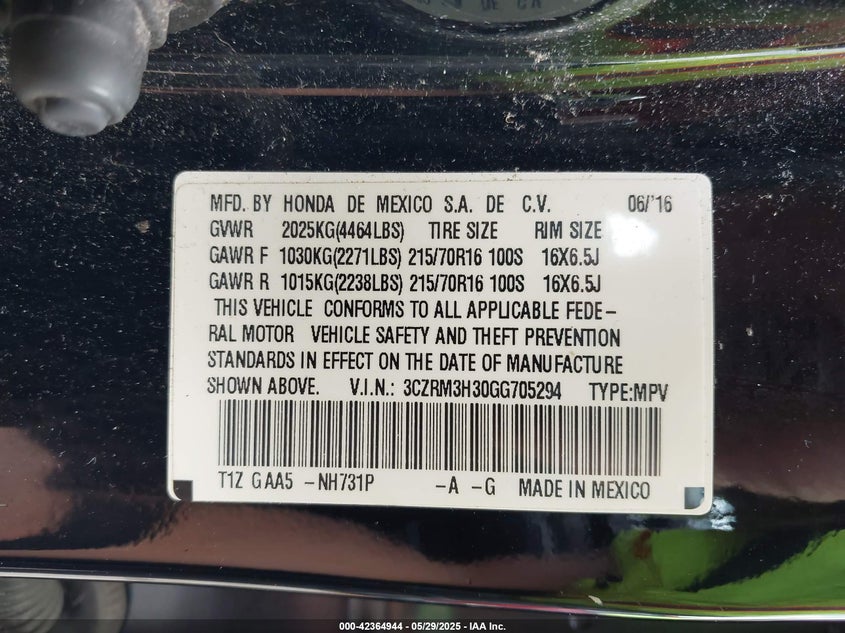 2016 HONDA CR-V LX - 3CZRM3H30GG705294