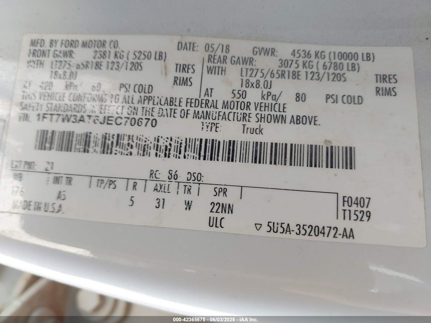 2018 FORD F-350 XL - 1FT7W3AT6JEC70670