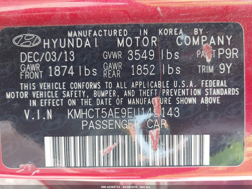 2014 HYUNDAI ACCENT GS - KMHCT5AE9EU149143