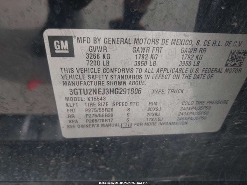 2017 GMC SIERRA 1500 SLT - 3GTU2NEJ3HG291806