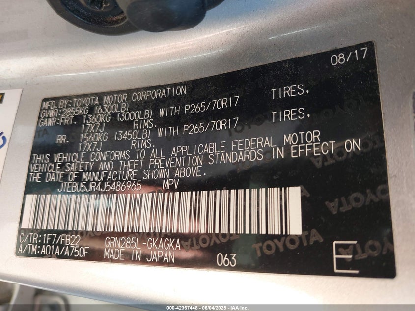 2018 TOYOTA 4RUNNER SR5 - JTEBU5JR4J5486965