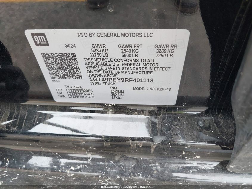 2024 GMC Sierra - 1GT49PEY9RF401118