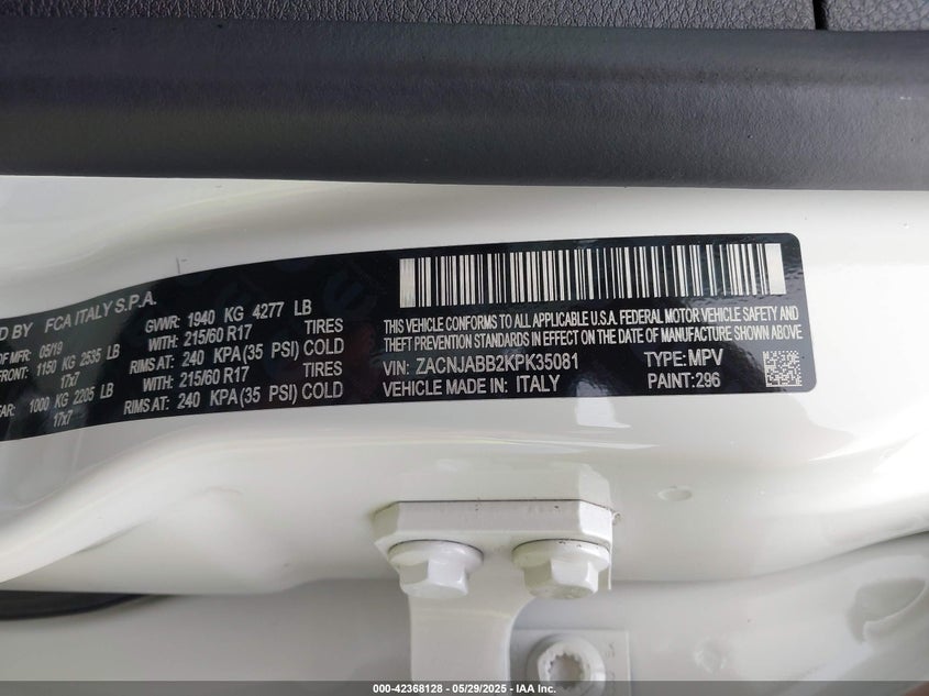 2019 JEEP RENEGADE ALTITUDE FWD - ZACNJABB2KPK35081