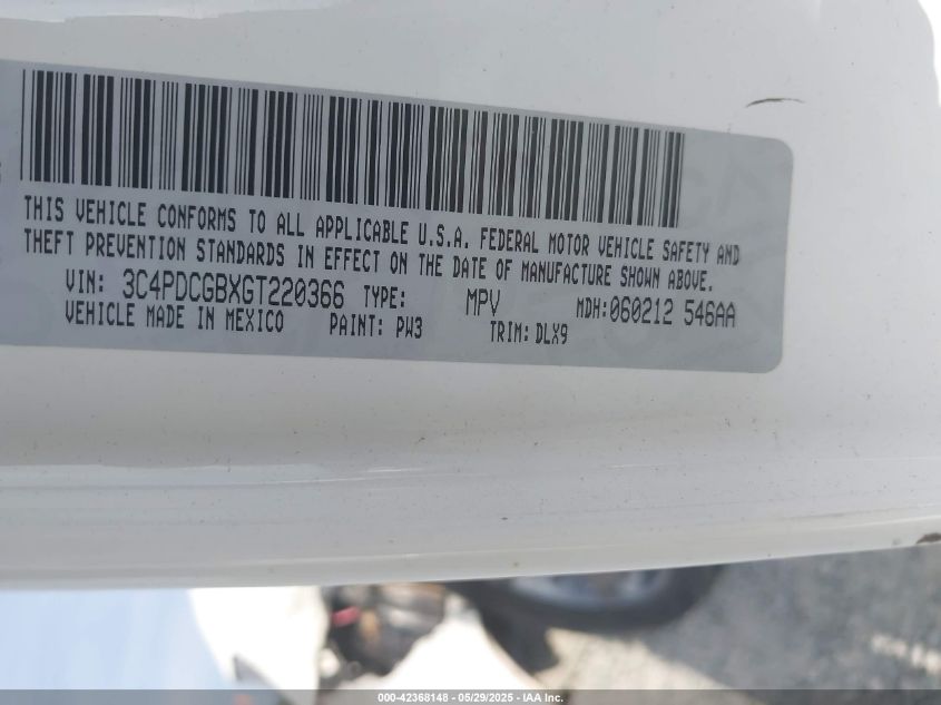 2016 Dodge Journey Crossroad Plus VIN: 3C4PDCGBXGT220366 Lot: 42368148