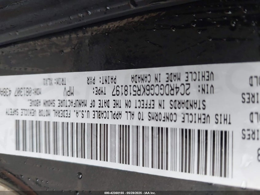 2019 DODGE GRAND CARAVAN SXT - 2C4RDGCG6KR518197