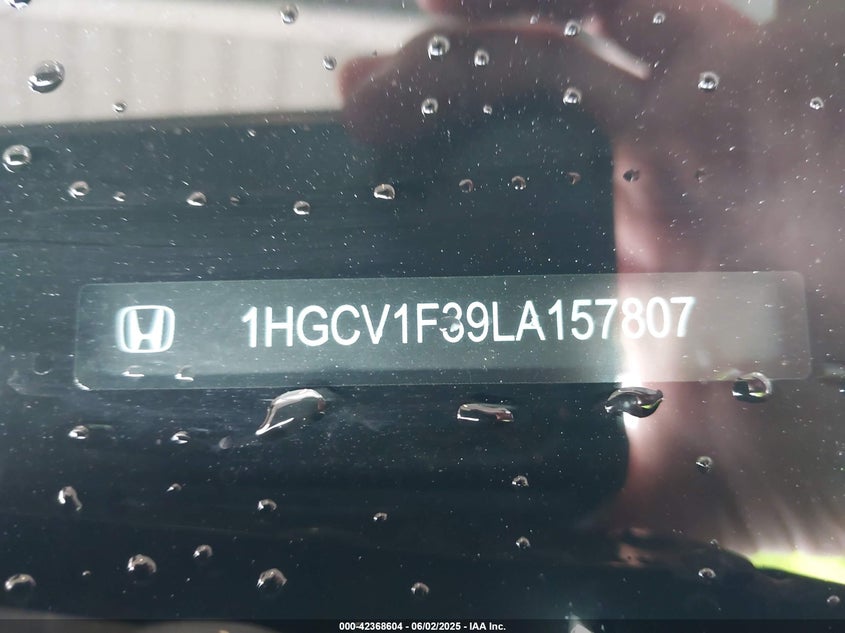 VIN 1HGCV1F39LA157807 2020 HONDA ACCORD SPORT