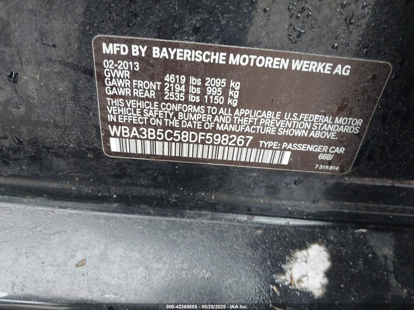 2013 BMW 328I XDRIVE - WBA3B5C58DF598267