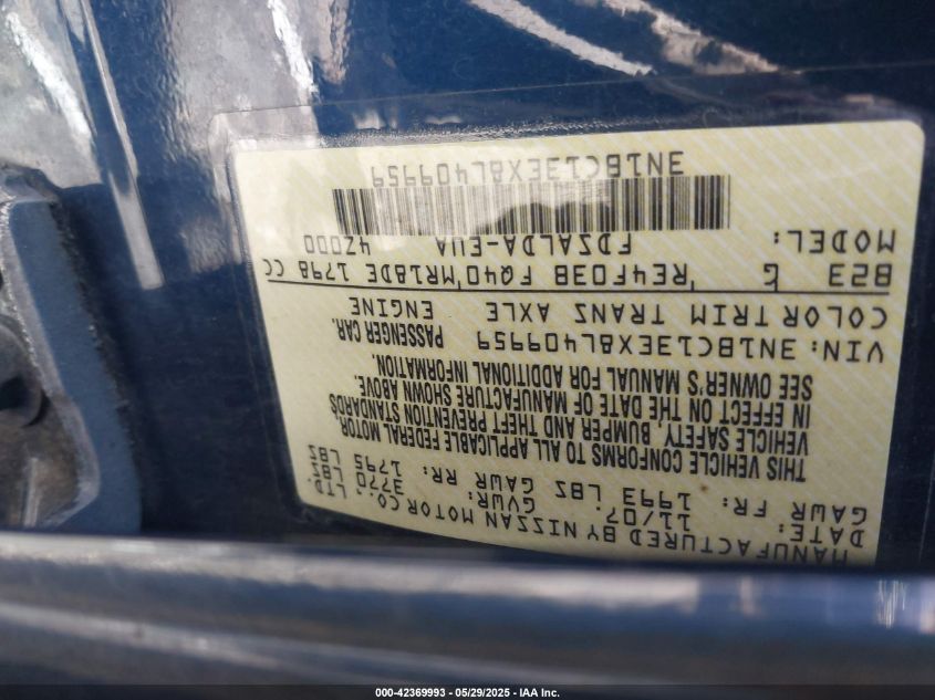 2008 Nissan Versa 1.8S VIN: 3N1BC13EX8L409959 Lot: 42369993