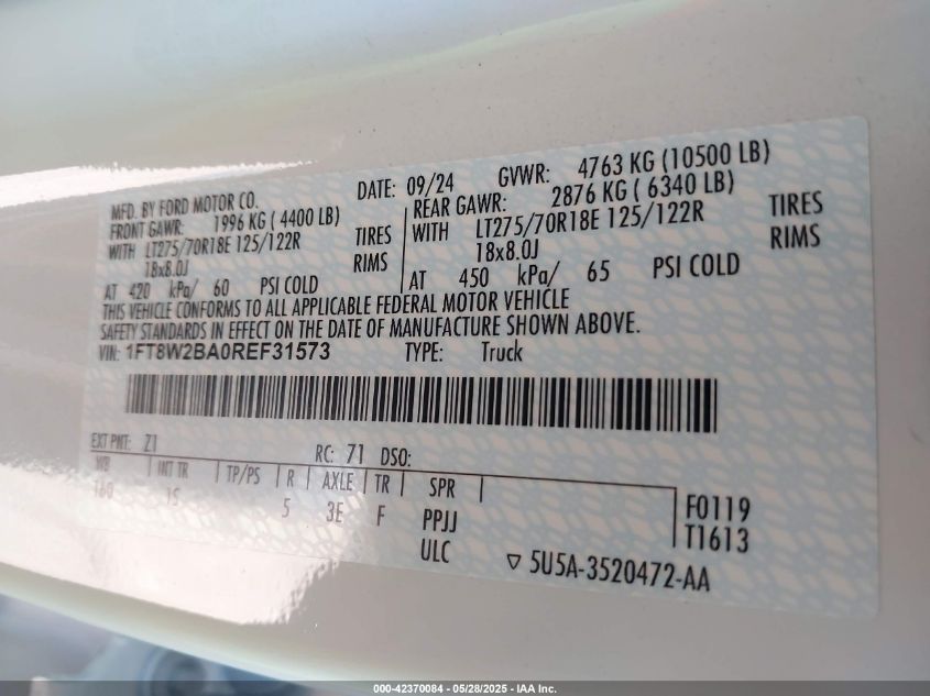 2024 Ford F-250 - 1FT8W2BA0REF31573