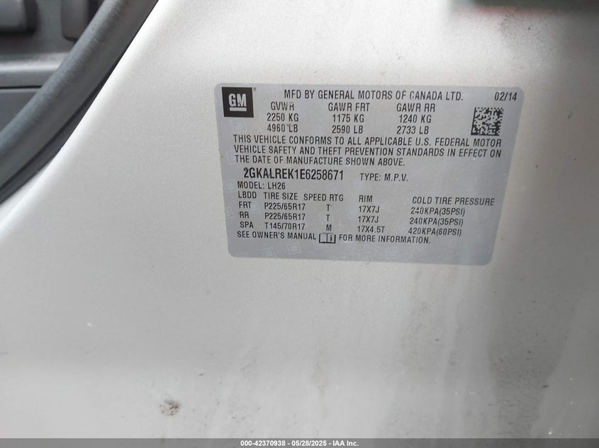 2014 GMC TERRAIN SLE-2 - 2GKALREK1E6258671