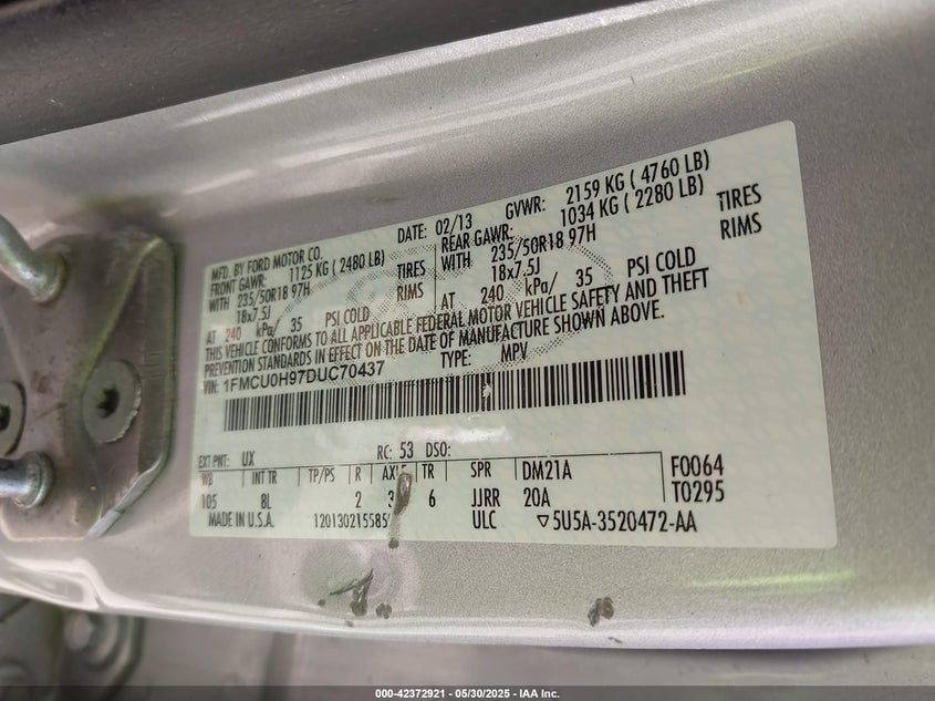 2013 FORD ESCAPE SEL - 1FMCU0H97DUC70437