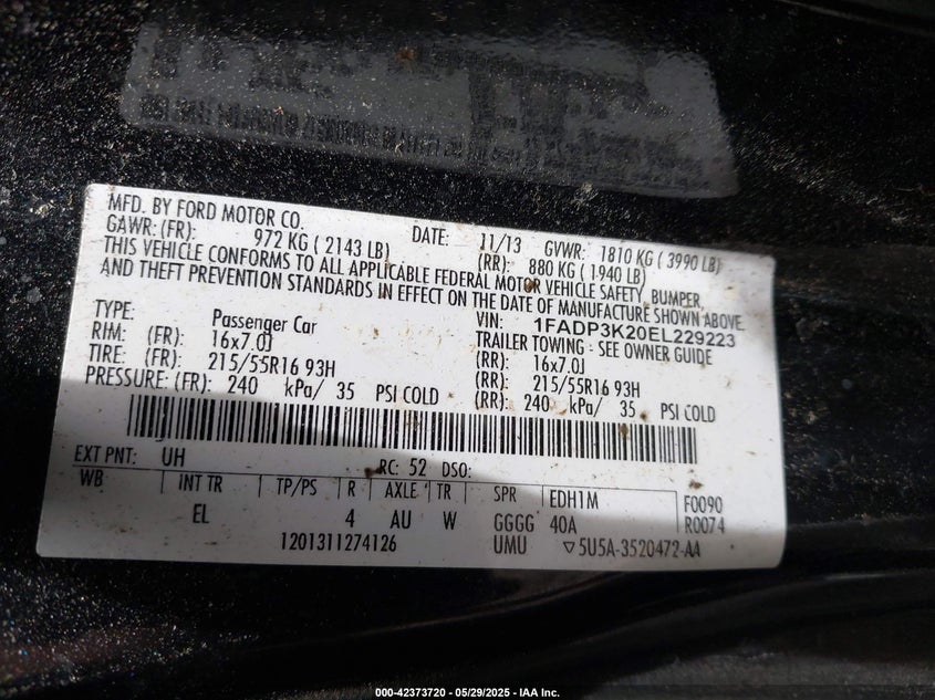 2014 FORD FOCUS SE - 1FADP3K20EL229223