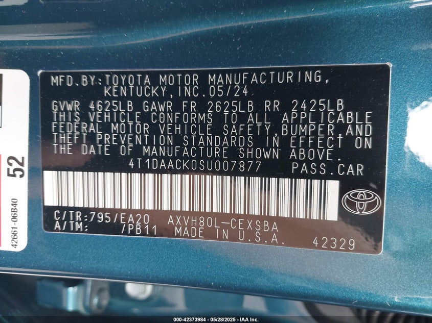 2025 TOYOTA CAMRY SE - 4T1DAACK0SU007877